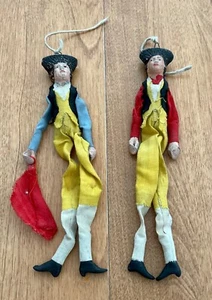 RARE ANTIQUE EUROPEAN? SET OF 2 MILITIA MEN DOLLS, MARIONETTES? CLAY  CLOTH - Picture 1 of 13