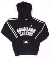 Colorado Rockies Hoodie Sweatshirt Pullover adidas Girls Black Fleece Henley  