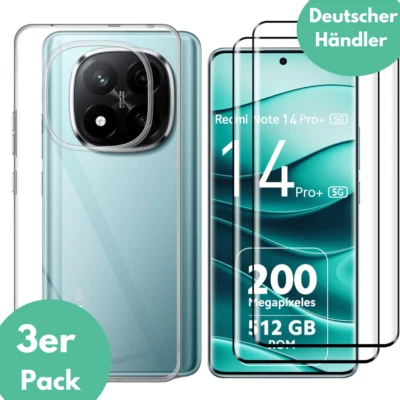 SMARTUP Hülle + 2X Schutzglas für Xiaomi Redmi Note 14 Pro Plus 5G Panzerfolie Case Full