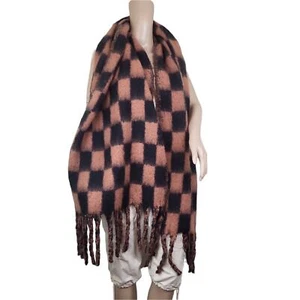 Windsor Checkerboard Faux Fur Plush Scarf - Picture 1 of 3
