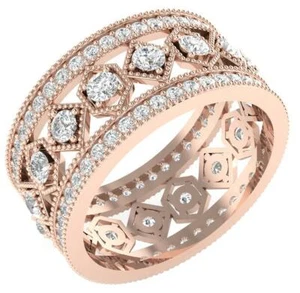 Anello di fidanzamento Designer Eternity I1 G 2,25 Ct diamante naturale oro rosa 9,80 mm - Foto 1 di 8
