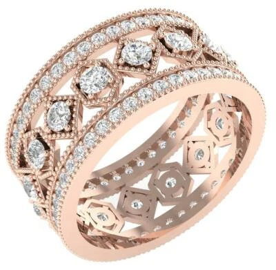 Designer Eternity Engagement Ring I1 G 2.25 Ct Natural Diamond Rose Gold 9.80MM - Image 1 of 4
