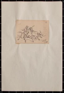 Joseph Simon Volmar - Stierjagd - Tuschezeichnung - 1853 - Bild 1 von 1