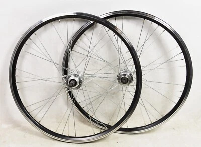 PAIR WHEELS 24" MTB DISC BRAKE HUB BLACK AIRLINE DOUBLE WALL 507 RIMS MULTISPEED - Image 1 of 2