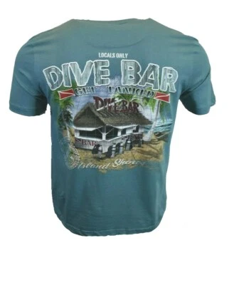 Camiseta Para Hombres Buceo Bar Island Shores Bebidas Tiki Hawaiian Shack Hut Playa Océano Foto 1 de 2