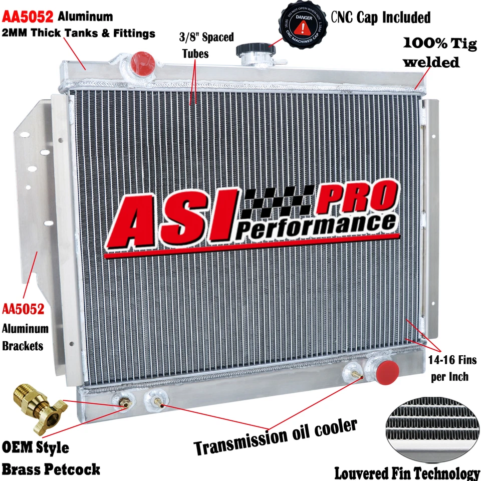 3-Row Radiator Fit 1979-93 Dodge D100/200 D250 D300 W100 W150 W200 5.2L/5.9L V8 - Image 1 of 4