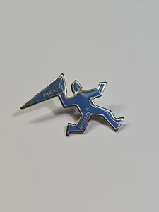 Microsoft WIN_NER.TYP Lapel Pin Man Running w/ Flag Blue & Silver Colors - Picture 1 of 5