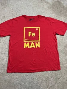 Crazy Dog Iron (FE) Man Graphic T Shirt Crew Neck Short Sleeve Red Yellow XL - Picture 1 of 16