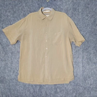 Vtg Perry Ellis Men Shirt L 100% Silk Button Short Sleeve Collared Beach Coastal - Image 1 of 4