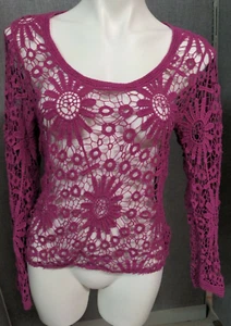Oxford Circus Top Women's Small Medium Purple Crocheted See Through Blouse - Picture 1 of 8
