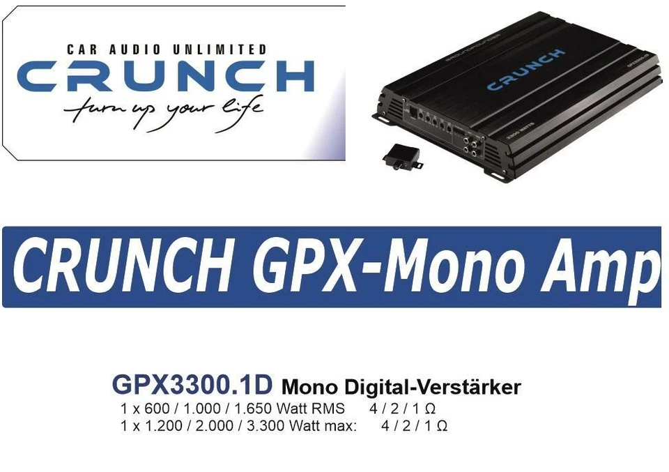 Crunch GPX3300.1D 3300W 1-Kanal Verstärker - Schwarz