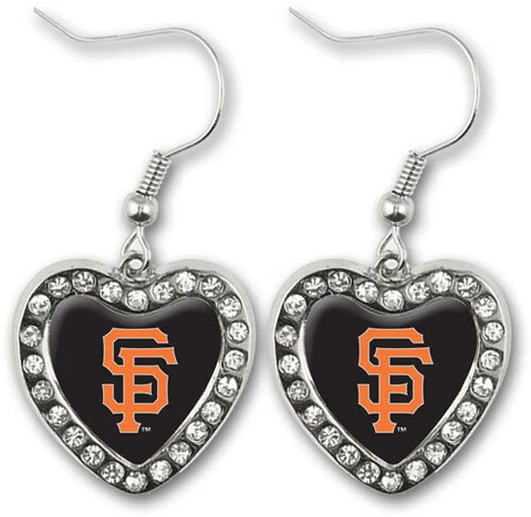 San Francisco Giants Crystal Heart Earrings MLB New Cover