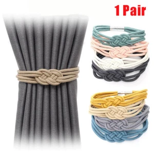 1Pair Curtain Tie Backs Magnetic Rope Buckle Holder Tieback Clips Home Window - Picture 1 of 19