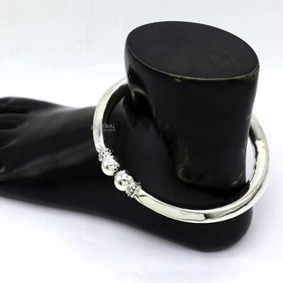 925 sterling silver handmade plain shiny design foot bracelet ankle kada nsfk115 - Image 1 of 4