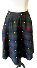 Womens Vintage 70s  Sz 2 Skirt Wool Blend Button Front A Line Black Plaid Check
