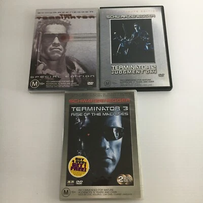 Terminator 1 2 3 Judgment Day Rise of the Machines DVD R4 TRACK Schwarzenegger - Image 1 of 4