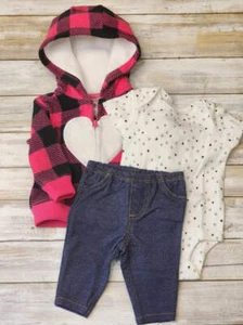 Carter's Baby Girls 3-Pc. Hooded Jacket, Bodysuit & Pants Set - NWT - Size: newb - Picture 1 of 7