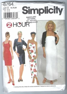New Simplicity 8764 Dress Shrug Jacket Pattern Sz 16-20 Day & Evening Dresses FF - Picture 1 of 2