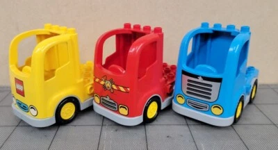 Lot of 3 Lego Duplo Trucks Cars Blue Yellow Red - Image 1 of 3