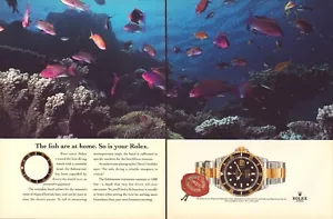 ROLEX Submariner The Fish are at Home Original 1996 Vintage Print Ad 2 Pages!! - Bild 1 von 1