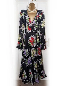 ASOS Black & Multicoloured False Wrap Ruffle Tea Dress, size 10 - BNWT - Picture 1 of 7