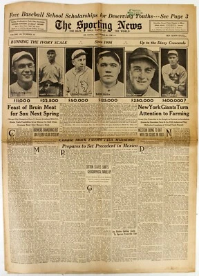 1936 SPORTING NEWS BASEBALL MAGAZINE ORIGINAL 12 24 1936 - Image 1 of 3