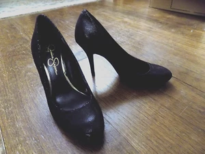Jessica Simpson Classy Sexy 3.5" Heel Pumps Shimmer Metallic Black Snake 6.5 EUC - Picture 1 of 7