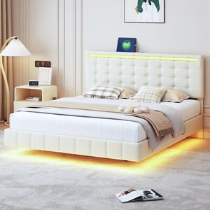 Gotagee Ausgesetzt Polsterbett mit LED Doppelbett Gästebett modern Jugendbet - Bild 1 von 24