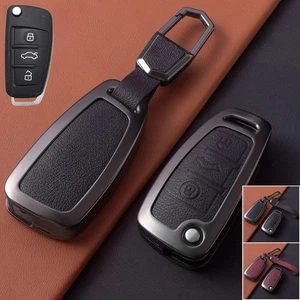 Zinc Alloy Leather Car Key Fob Case Cover For Audi A3 S3 A4 S4 RS4 A6 Q5 Q7 RS - Picture 1 of 7