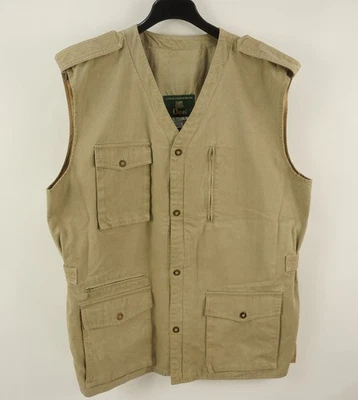 Vintage Orvis Safari Vest Men's XL Tan Cotton Canvas Button Up Buckle Adjustable - Image 1 of 4