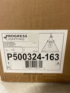 Progress Lighting P500324-163 Hinton 1-Light Vintage Brass Pendant Light - Picture 1 of 2