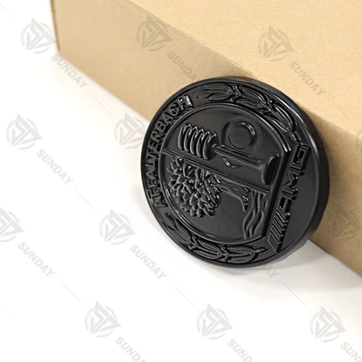 For AMG Affalterbach Body Emblem Apple Tree Flat 57mm Front Hood 3D Black Badge - Image 1 of 4