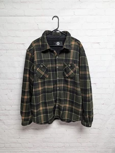 Weatherproof Flannel Mens XXL Green Plaid Button Up Sherpa Lined Pockets EUC RR - Picture 1 of 8