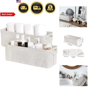 Narrow Storage Bins Closet Organizer Fabric Baskets with Handles 2 Pack - Picture 1 of 9