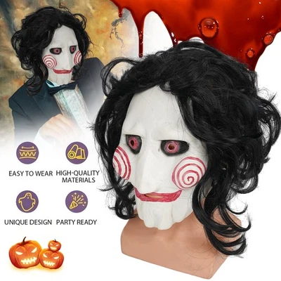 MARKENLOS Saw Jigsaw Maske Halloween Scary Jigsaw Kostüm Requisiten Vollkopf Latex Maske