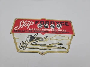 VINTAGE SKIP FORDYCE HARLEY-DAVIDSON SALES MOTORCYCLES PORCELAIN GASOLINE SIGN - Picture 1 of 5