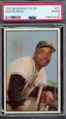 Bowman Color 51 Monte Irvin 1953 patio.  PSA 2 BUENO.  (TX7230). Foto 1 de 2