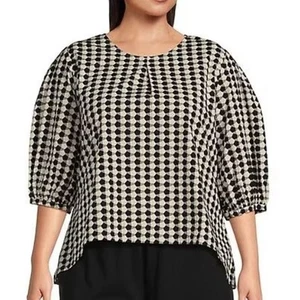 Bryn Walker Large High Low Boxy Top Bluse schwarz weiß geometrisch Bio Baumwolle - Bild 1 von 9