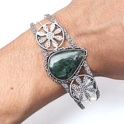 Vassolite Gemstone Antique Jewelry Cuff Bracelets 7''Adjustable - Image 1 of 4