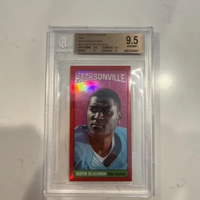 2012 Topps Chrome 1965 Red Refractor Justin Blackmon RC BGS 9.5 Gem Mint 3/75 - Image 1 of 2