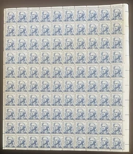 US GEORGE WASHINGTON 5 CENT SHEET OF 100 STAMPS, MNH 1966 - Picture 1 of 2