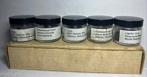 5er Set verschiedene Kohle/Koks Proben Proben in Gläsern von PA WY ND - Bild 1 von 8