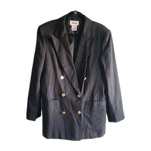 Vintage Worthington zweireihiger schwarzer Blazer Gr. 14 klassisch Büro Regency - Bild 1 von 9