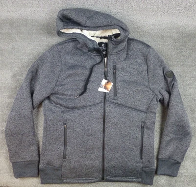 Sudadera con Capucha Cremallera Completa Pesada Forrada Sherpa Talla Mediana KYODAN Exterior Nueva con Etiquetas Gris Jaspeado Hombres Foto 1 de 4