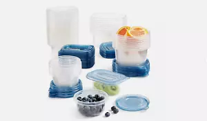 AR+COOK 100-Pc. Food Storage Container Set 50 Containers + 50 Lids Blue SEALED - Picture 1 of 5
