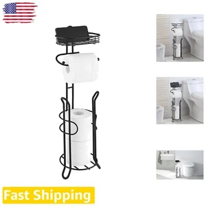 Sturdy Chrome Toilet Paper Storage Stand with Mega Roll Reserve and Shelf - Picture 1 of 9