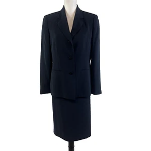 Kasper 2pc Skirt Suit size 12 Navy Blue Jacket Pencil Skirt Career Professional - Picture 1 of 12