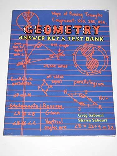 Geometry Answer Key and Test Bank - Paperback By Greg Sabouri - VERY GOOD Foto 1 de 1