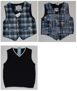 4T 4 NWT Gymboree Navy CHILDREN'S PLACE Blue Patchwork Plaid VEST Boys U Pick  - Picture 1 of 6