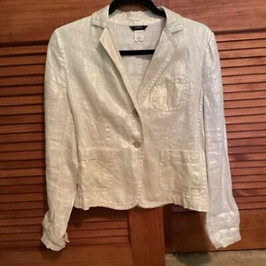 J. Crew Linen Blend Regent Blazer Ivory Metallic Shiny Shimmer size 4 - Picture 1 of 4